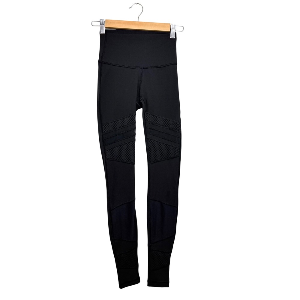 Lululemon High Times Pant Mesh Black Leggings Size 2 High Rise Yoga W5M79S